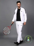 Original ADIDAS Half Striped Men White TrackSuit (Jacket &Track-Pants)