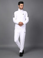 Original ADIDAS Half Striped Men White TrackSuit (Jacket &Track-Pants)