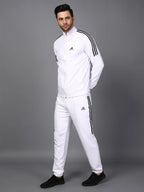 Original ADIDAS Half Striped Men White TrackSuit (Jacket &Track-Pants)