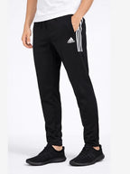 Adidas Solid &amp; Casual Men Black half three white stripes Track Pants Adidas Solid & Casual Men Black half three white stripes Track Pants