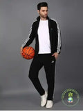 Original Adidas Striped Men Black Track Suit (Jacket & Track Pant)