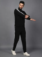 Original Adidas Striped Men Black Track Suit (Jacket & Track Pant)