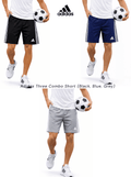 Original ADIDAS Solid Men Sports Shorts (Grey, Black, Blue) 3-Pack