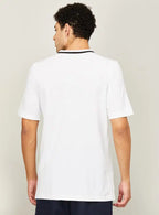 ADIDAS Men Solid Polo Neck Pure Cotton White T-Shirt