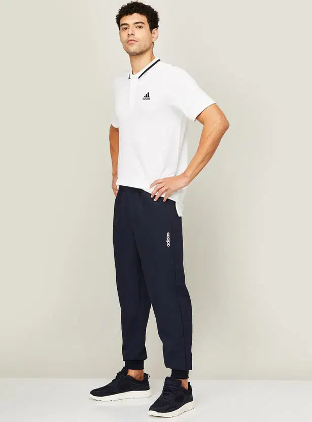 ADIDAS Men Solid Polo Neck Pure Cotton White T-Shirt