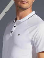 SANMIG Men White Solid Tennis Polo T-Shirt Dry 500