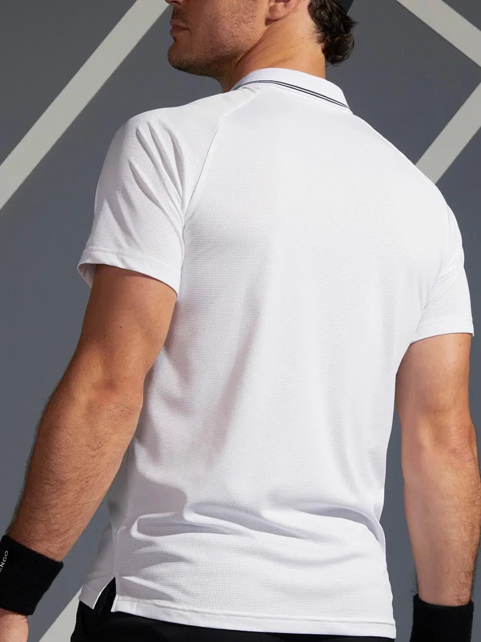 SANMIG Men White Solid Tennis Polo T-Shirt Dry 500