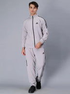 Original Adidas Striped Men Grey Track Suit (Jacket & Track Pant)