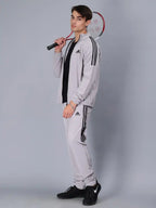 Original Adidas Striped Men Grey Track Suit (Jacket & Track Pant)