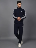 Original Adidas Striped Navy Blue Track Suit (Jacket & Track Pant)
