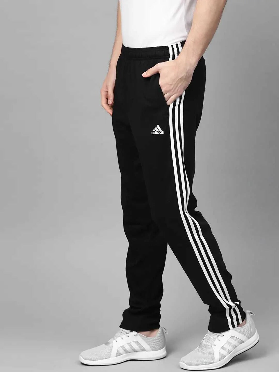 Adidas Mens Essentials Fleece Open Hem 3-Stripes Pant