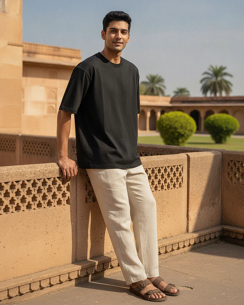 Black French Terry Oversized T-Shirt | 240 GSM Pure Cotton Tee