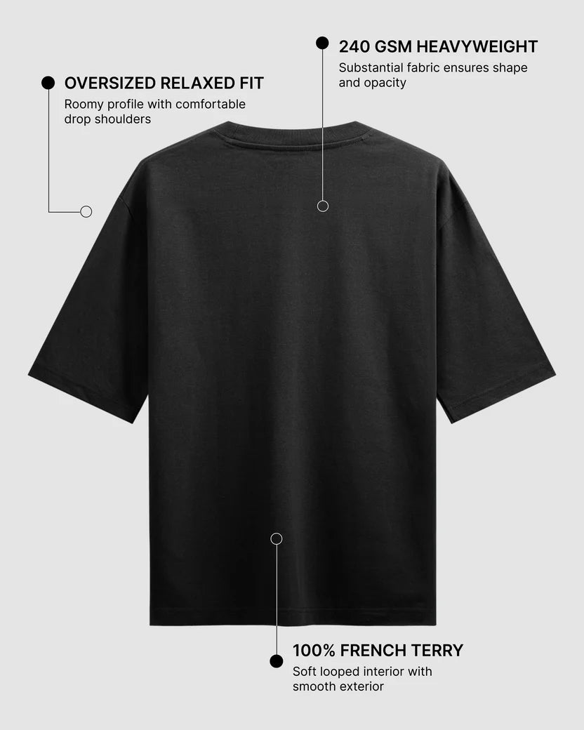 Black French Terry Oversized T-Shirt | 240 GSM Pure Cotton Tee